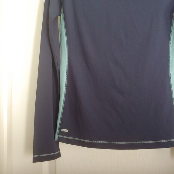 Alo Yoga Top Large Blue/Teal Colorblock Cool Fit Long Sleeve Athleisure Running - Picture 4 of 7